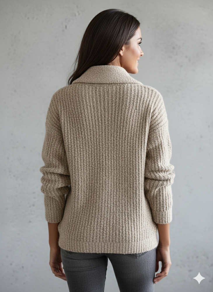 Kuscheliger Damen Strickpullover mit Reißverschluss | Winter
