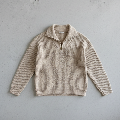 Kuscheliger Damen Strickpullover mit Reißverschluss | Winter