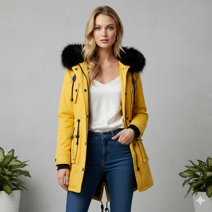 Damen Winterjacke mit Fellkapuze | Warm & Gefüttert