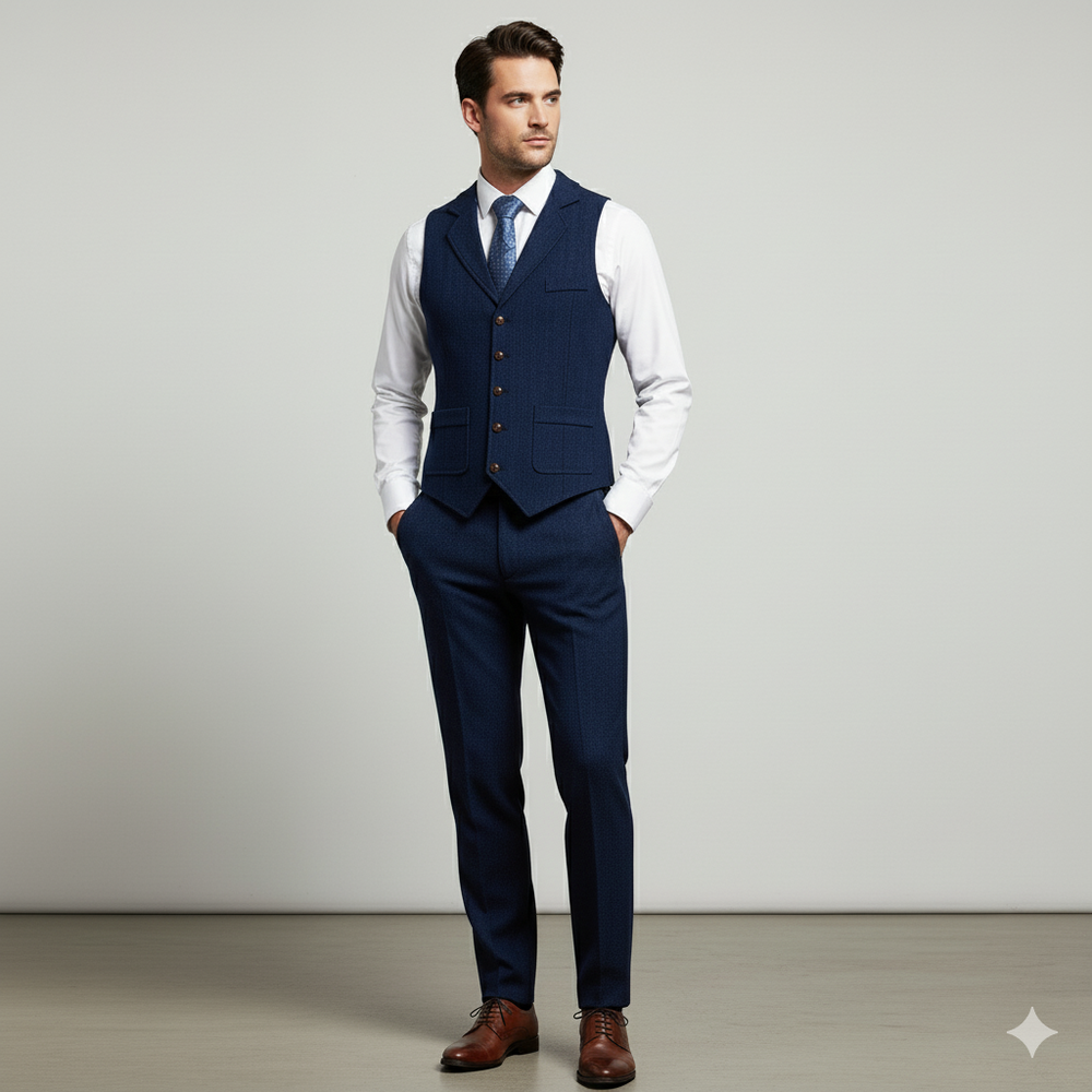 Herren Weste mit Fischgrätenmuster | Elegant & Modern | Herbst/Winter