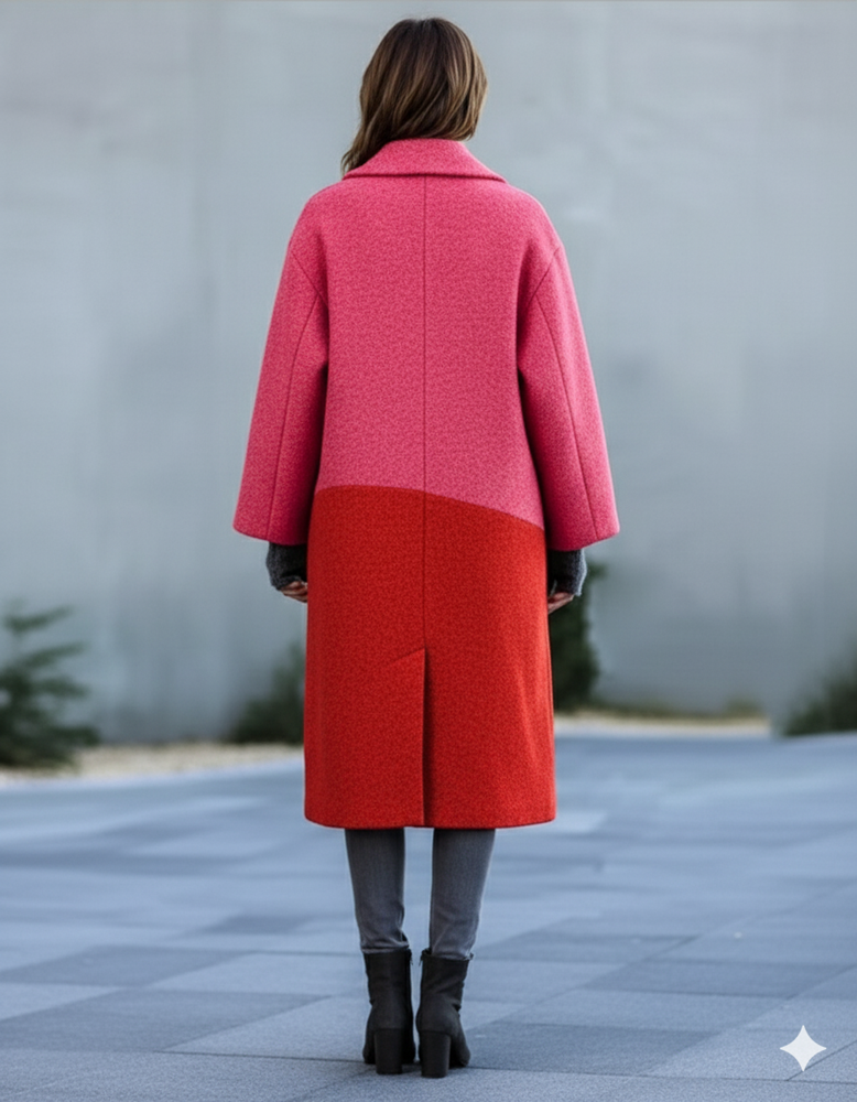 Damen Wollmantel mit Karomuster | Oversize & Warm | Winter