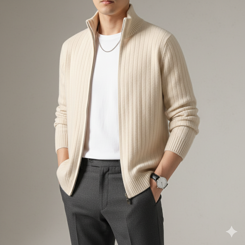 Herren Wollpullover mit Reißverschlusskragen | Elegant | Winter