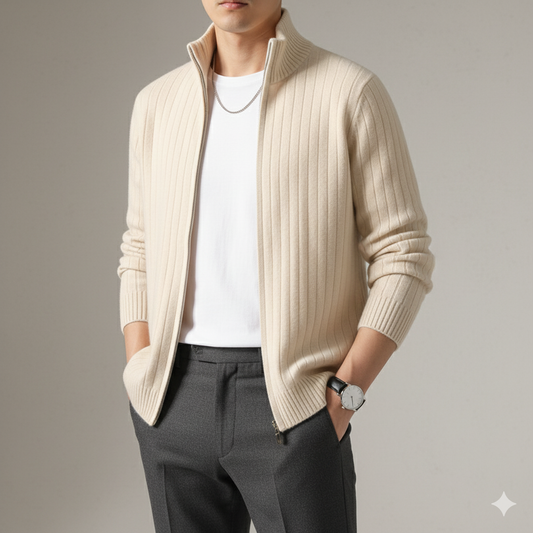 Herren Wollpullover mit Reißverschlusskragen | Elegant | Winter