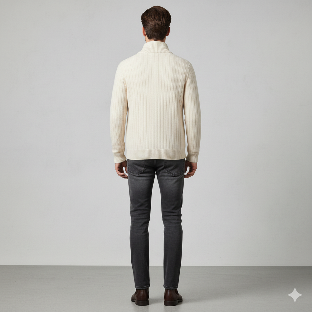 Herren Wollpullover mit Reißverschlusskragen | Elegant | Winter