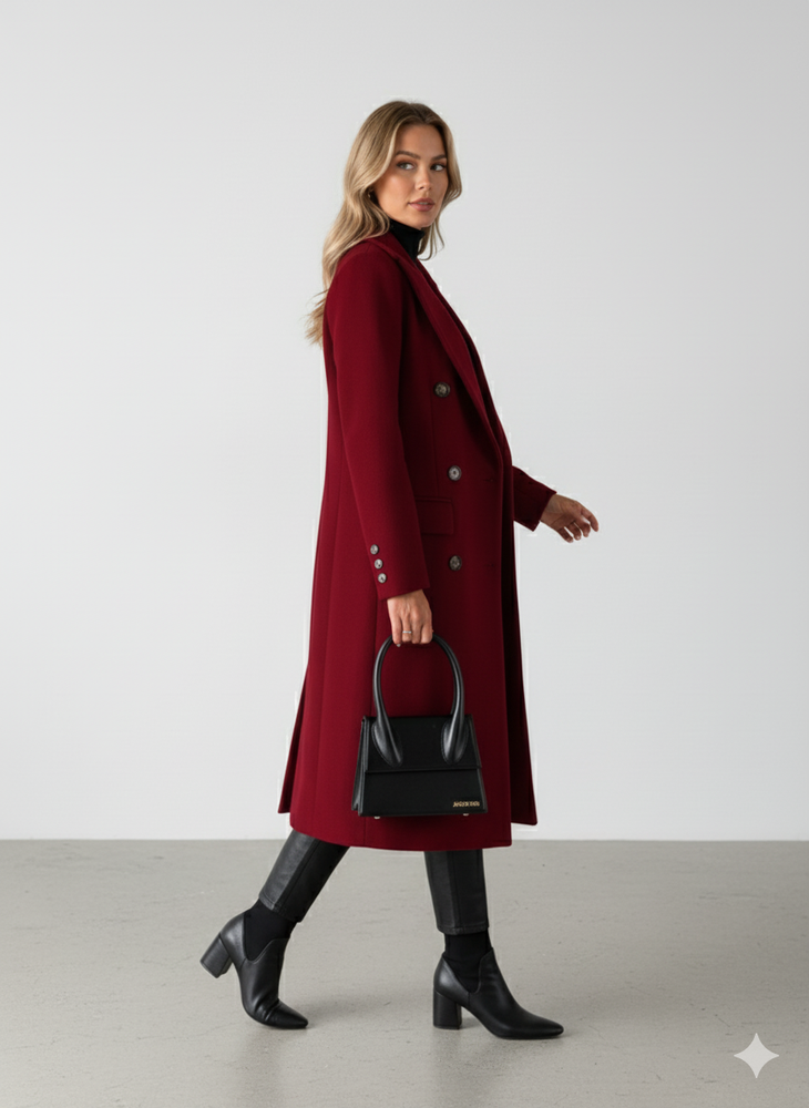 Damen Mantel mit Reverskragen | Doppelreihig & Elegant | Herbst/Winter