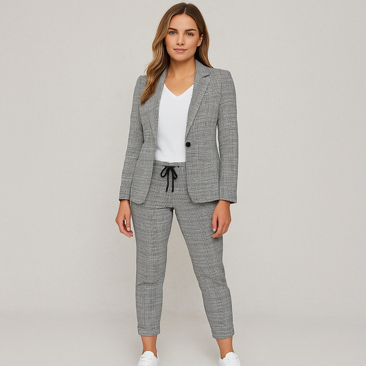 ENGEL – Damen Stoffhose Kariert, Gerade Passform, Elegant & Bequem