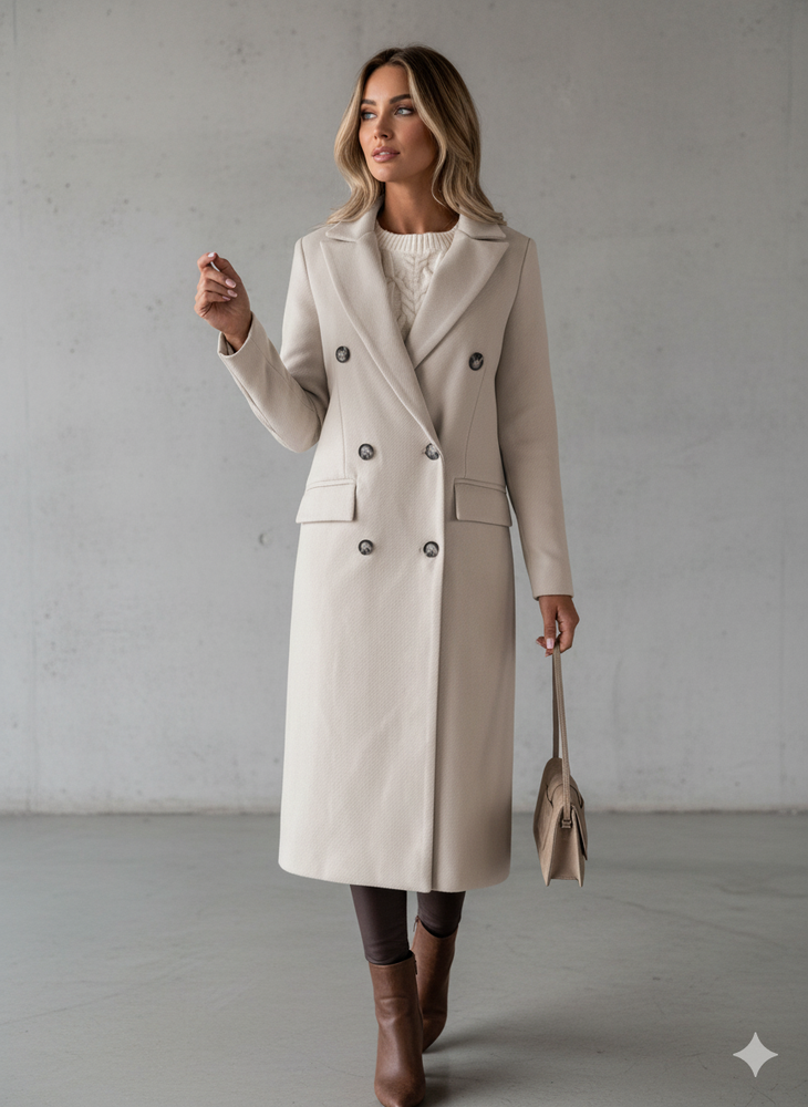 Damen Mantel mit Reverskragen | Doppelreihig & Elegant | Herbst/Winter