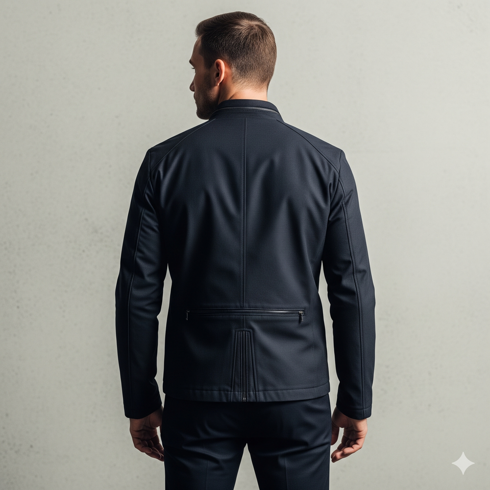 Herren Bikerjacke aus Veganleder mit Stehkragen | Herbst Winter