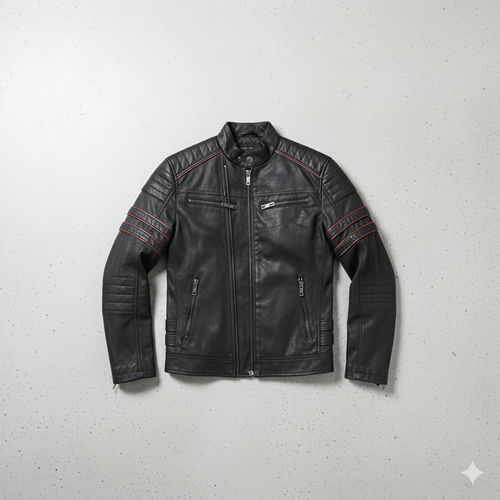 Herren Bikerjacke aus Veganleder mit Stehkragen | Herbst Winter