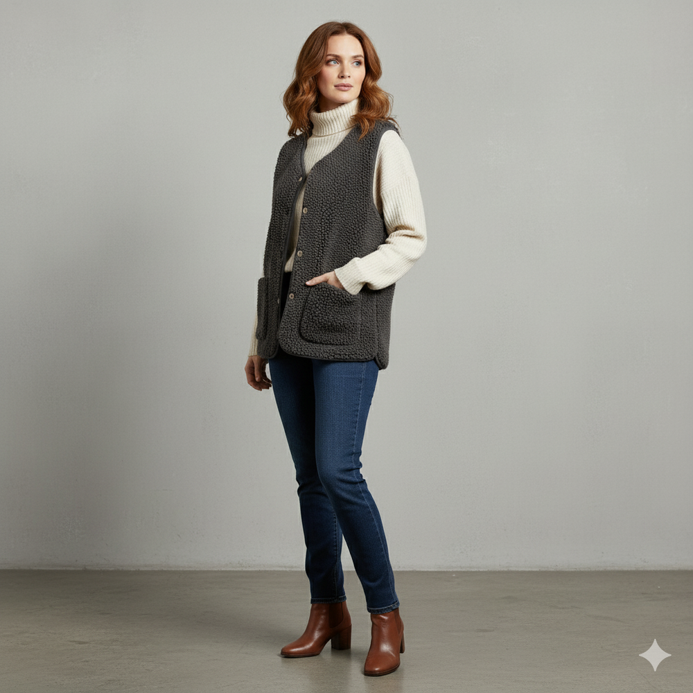 Kuschelige Damenweste aus Plüsch | Warm & Bequem für Herbst/Winter