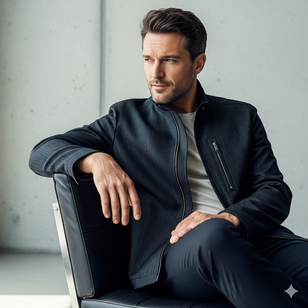 Herren Bikerjacke aus Veganleder mit Stehkragen | Herbst Winter