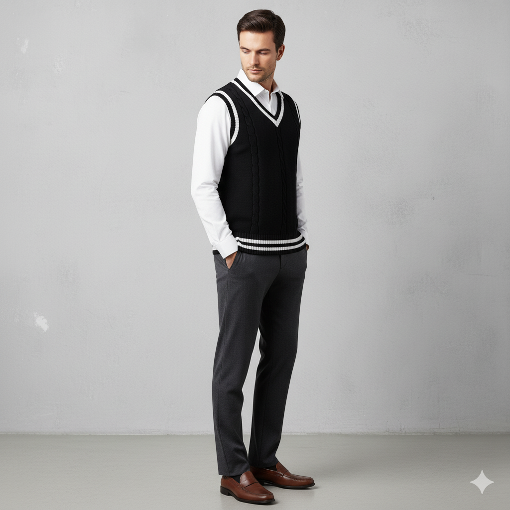 Herren Strickweste im College Stil | Herbst | Übergröße