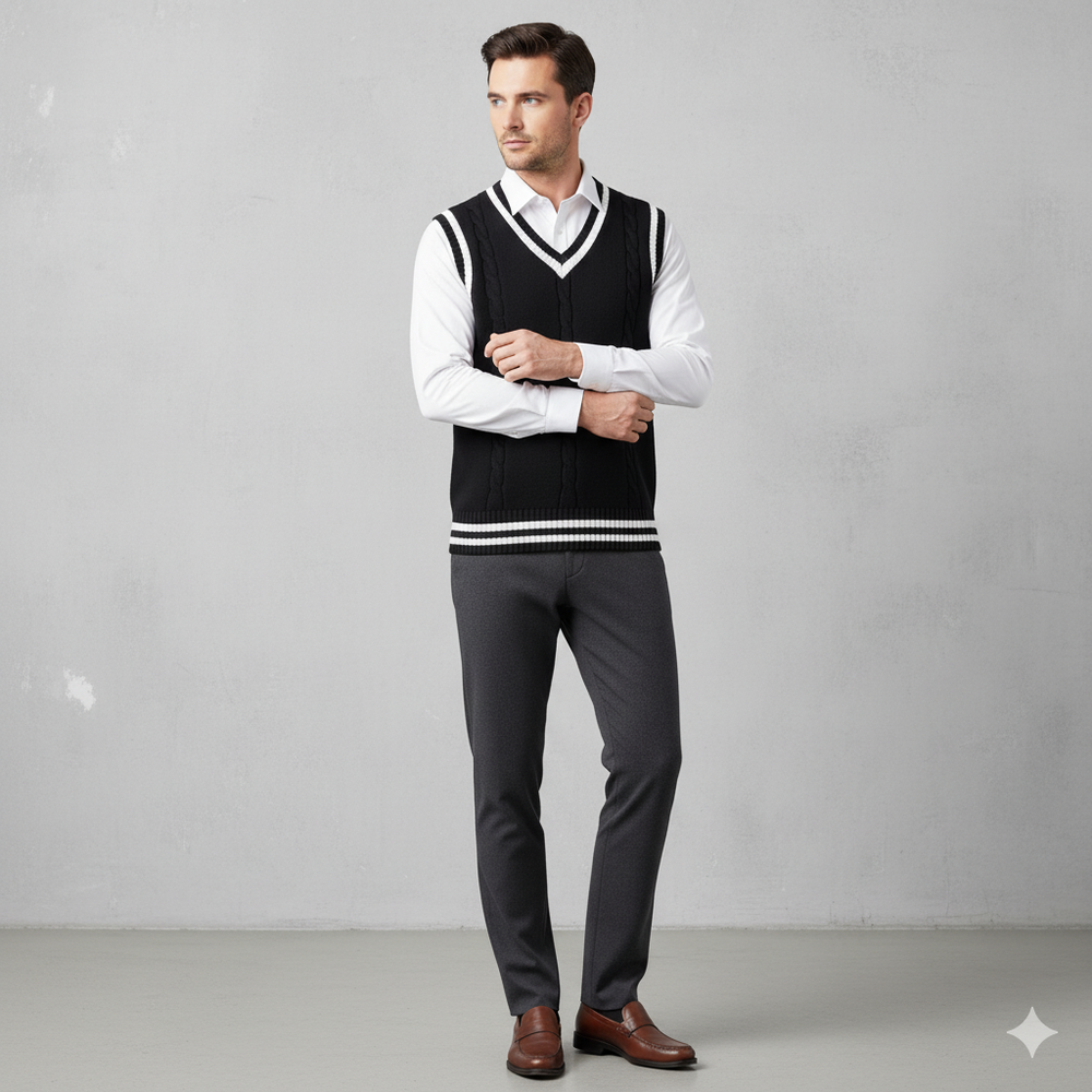 Herren Strickweste im College Stil | Herbst | Übergröße