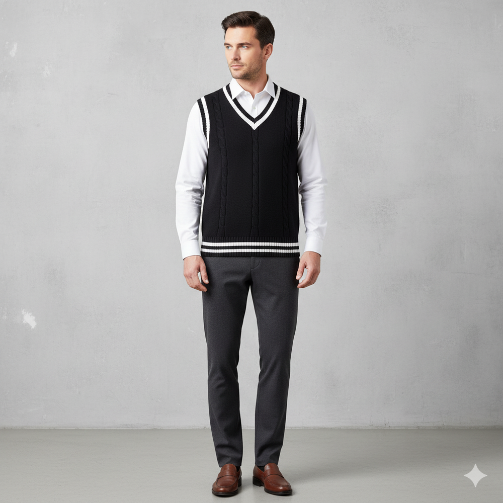 Herren Strickweste im College Stil | Herbst | Übergröße