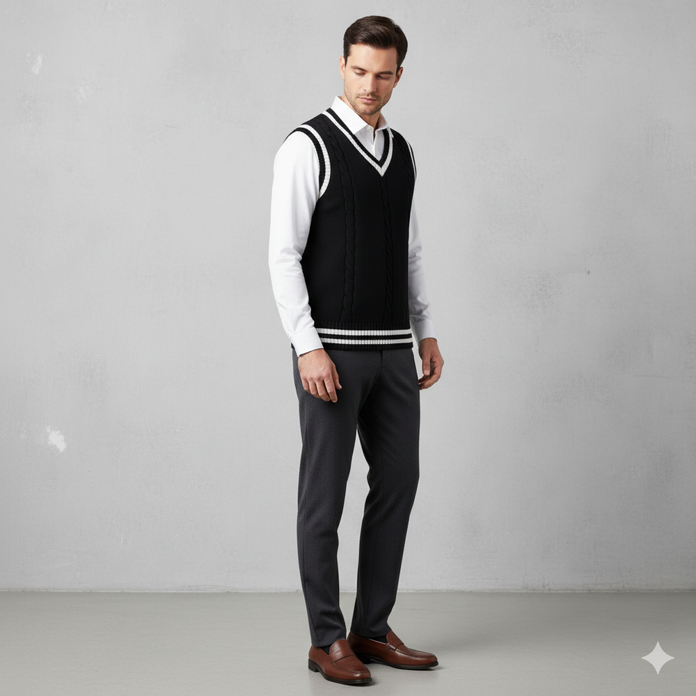 Herren Strickweste im College Stil | Herbst | Übergröße