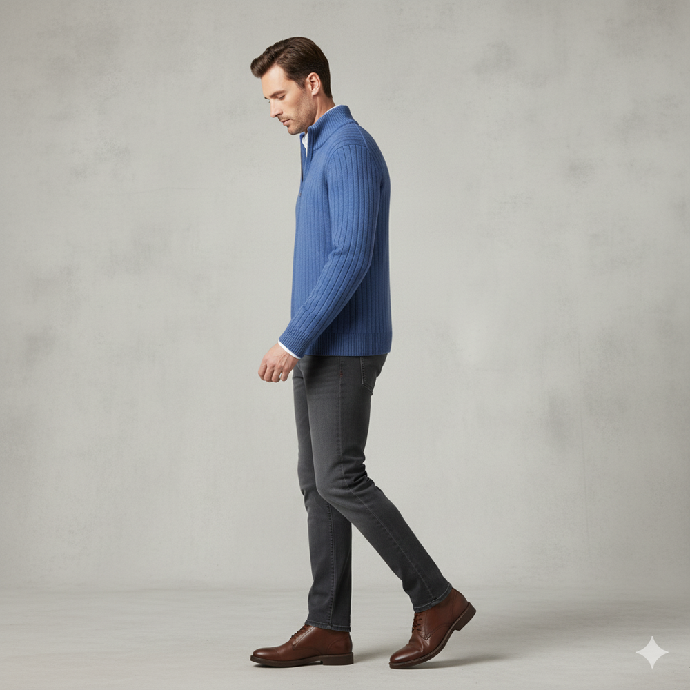 Herren Wollpullover mit Reißverschlusskragen | Elegant | Winter