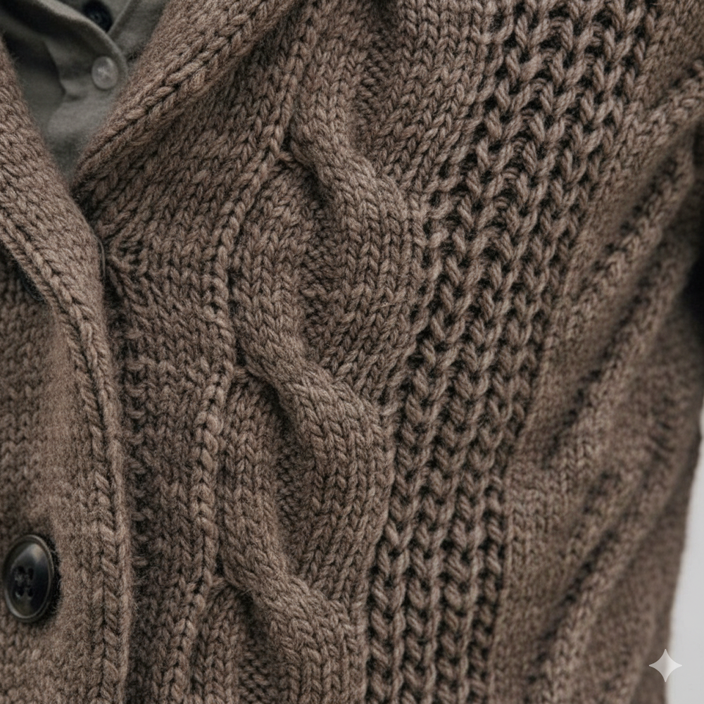 Herren Strickjacke mit Schalkragen und Zopfmuster | Winter