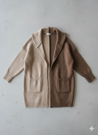 Langer Damen Strickjacke im Loose Fit mit Revers | Herbst