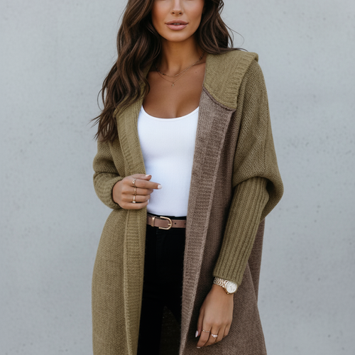 Langer Damen Strickjacke im Loose Fit mit Revers | Herbst