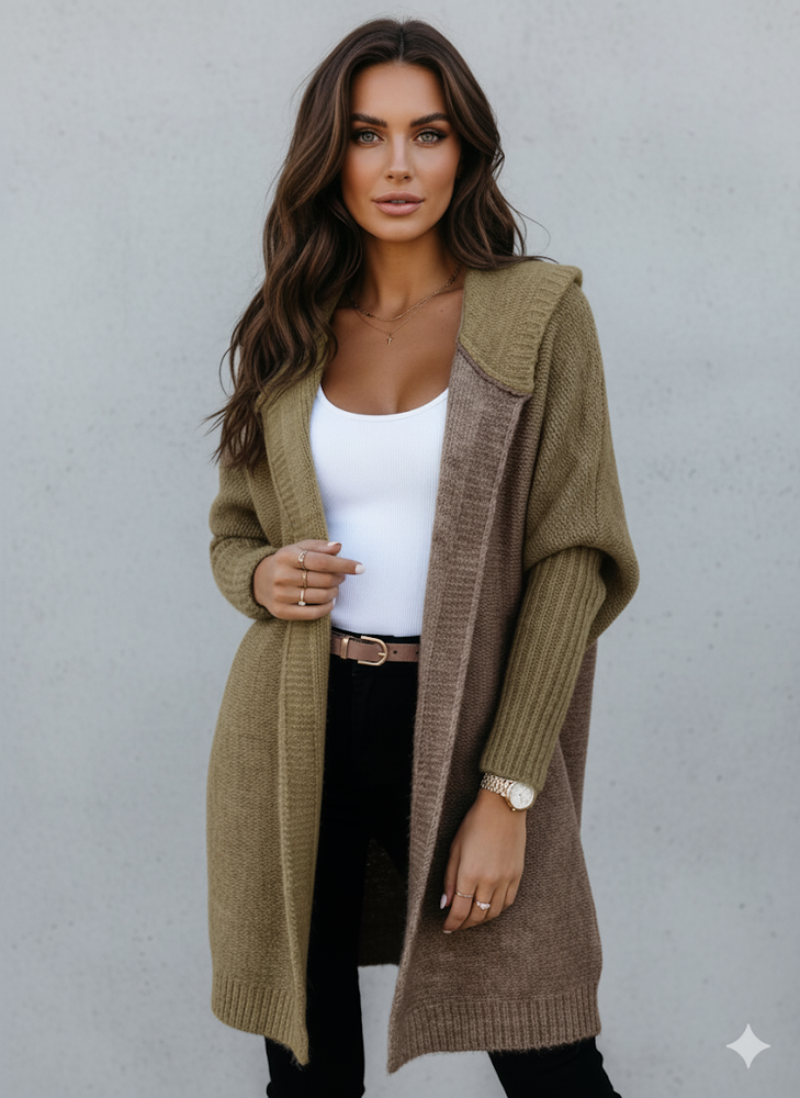 Langer Damen Strickjacke im Loose Fit mit Revers | Herbst