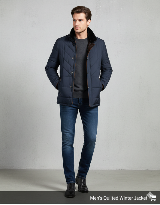 Elegante Herren Steppjacke mit Stehkragen | Warm | Winter