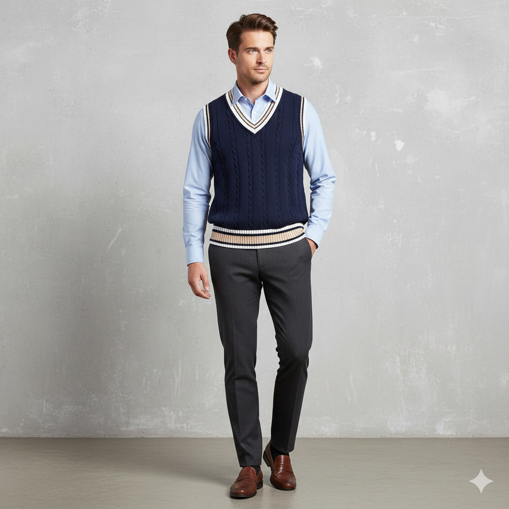 Herren Strickweste im College Stil | Herbst | Übergröße