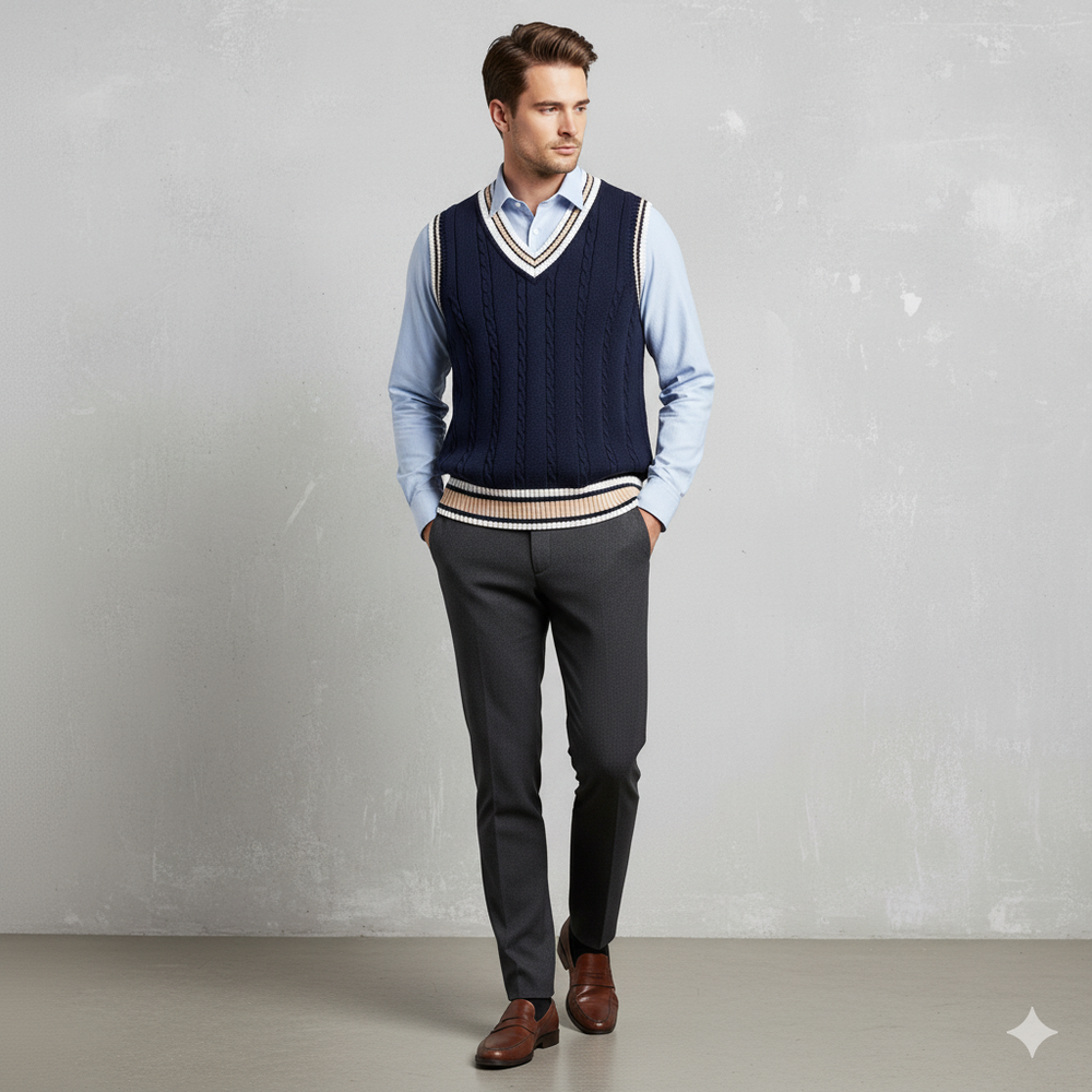 Herren Strickweste im College Stil | Herbst | Übergröße