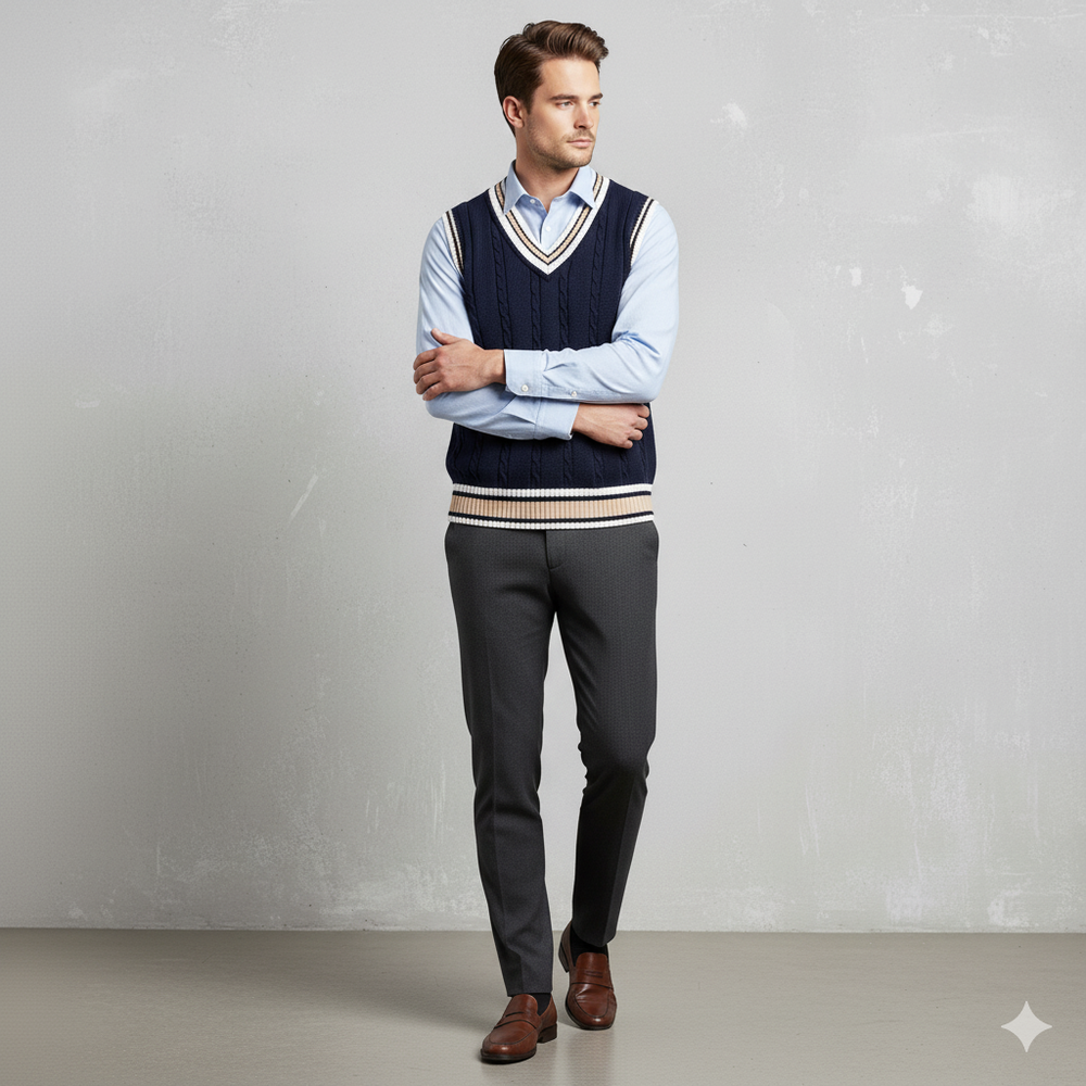 Herren Strickweste im College Stil | Herbst | Übergröße