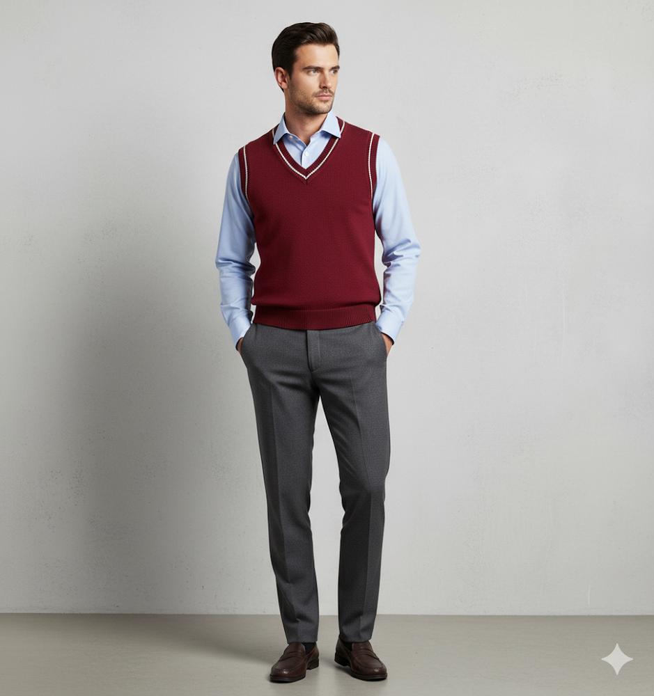 Herren Strickweste im College Stil | Herbst | Übergröße