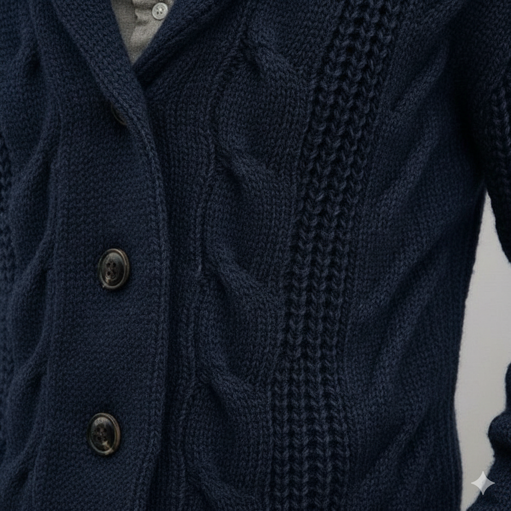 Herren Strickjacke mit Schalkragen und Zopfmuster | Winter