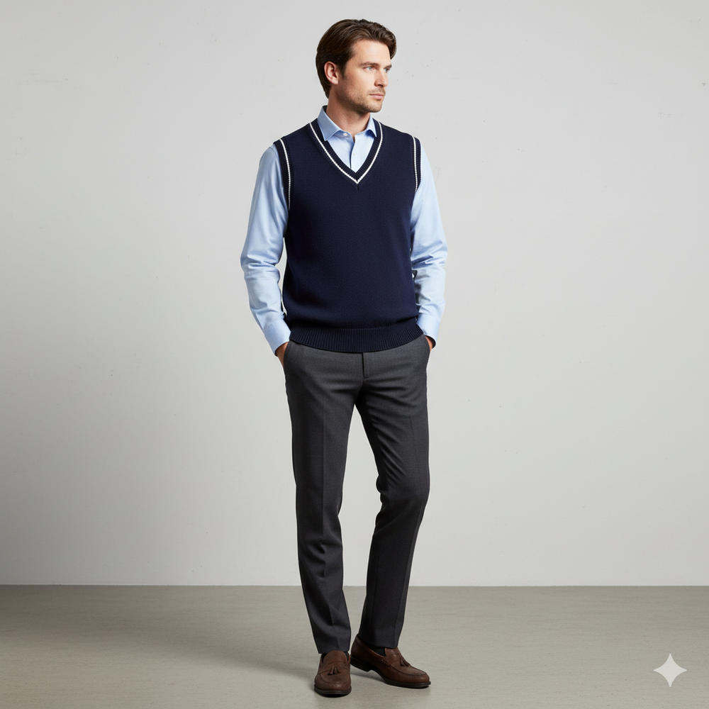 Herren Strickweste im College Stil | Herbst | Übergröße