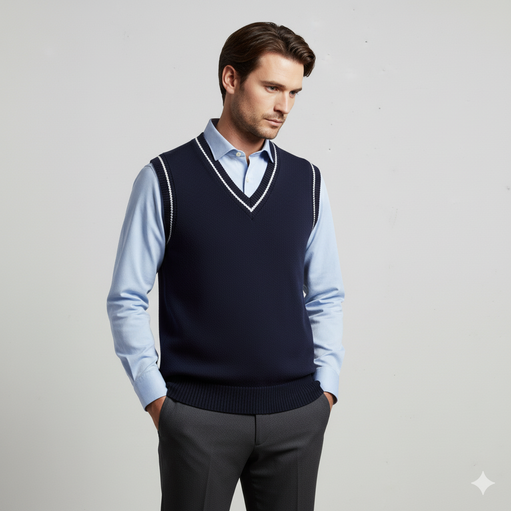 Herren Strickweste im College Stil | Herbst | Übergröße