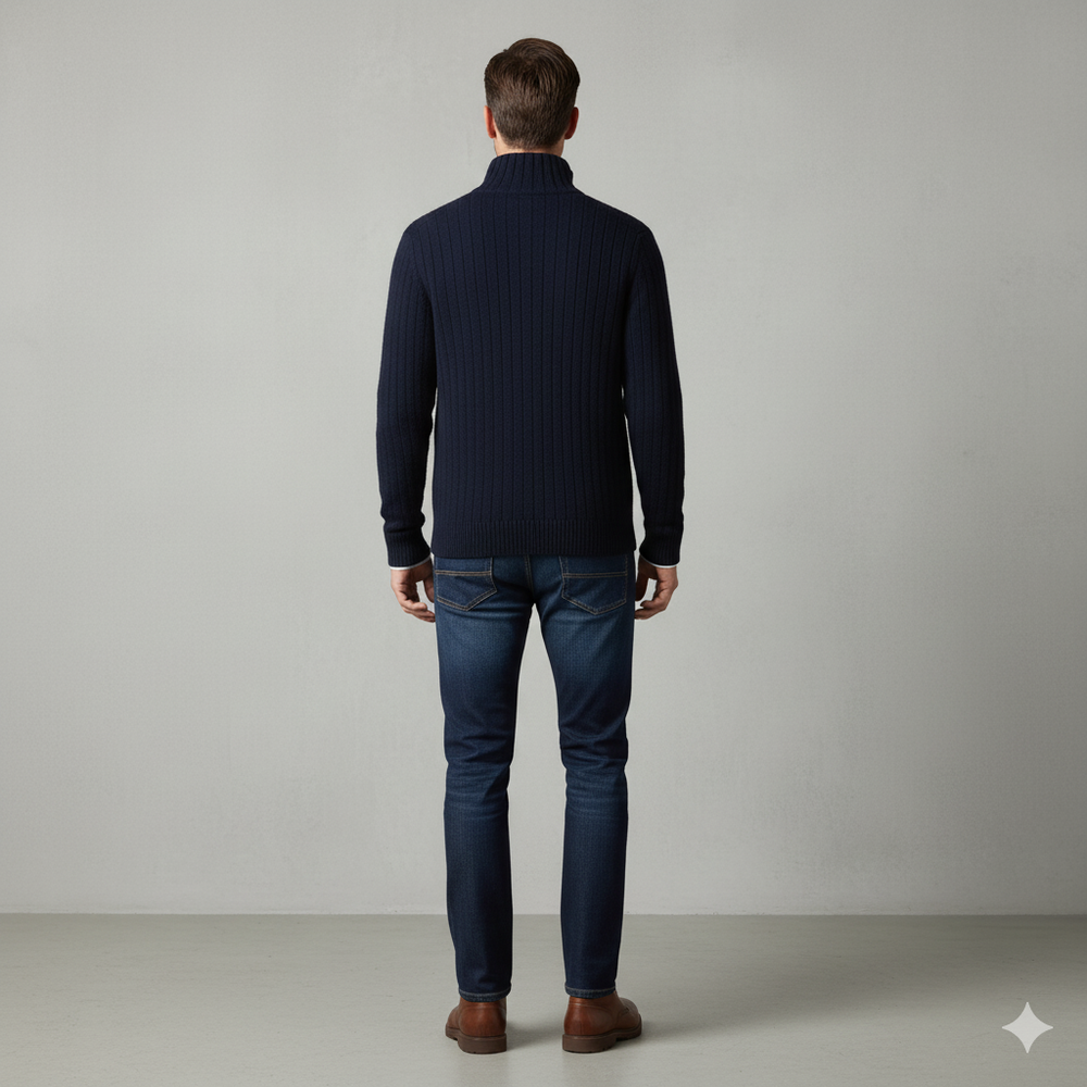 Herren Wollpullover mit Reißverschlusskragen | Elegant | Winter