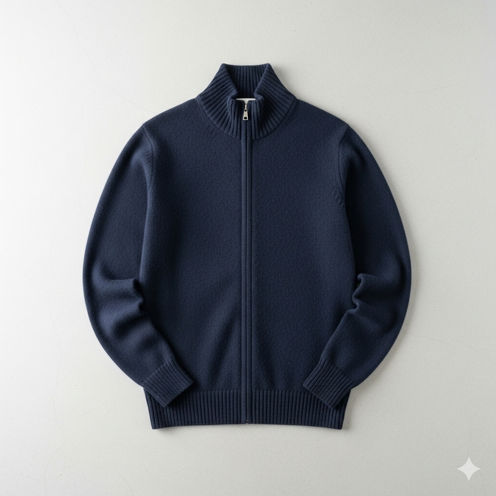 Herren Wollpullover mit Reißverschlusskragen | Elegant | Winter