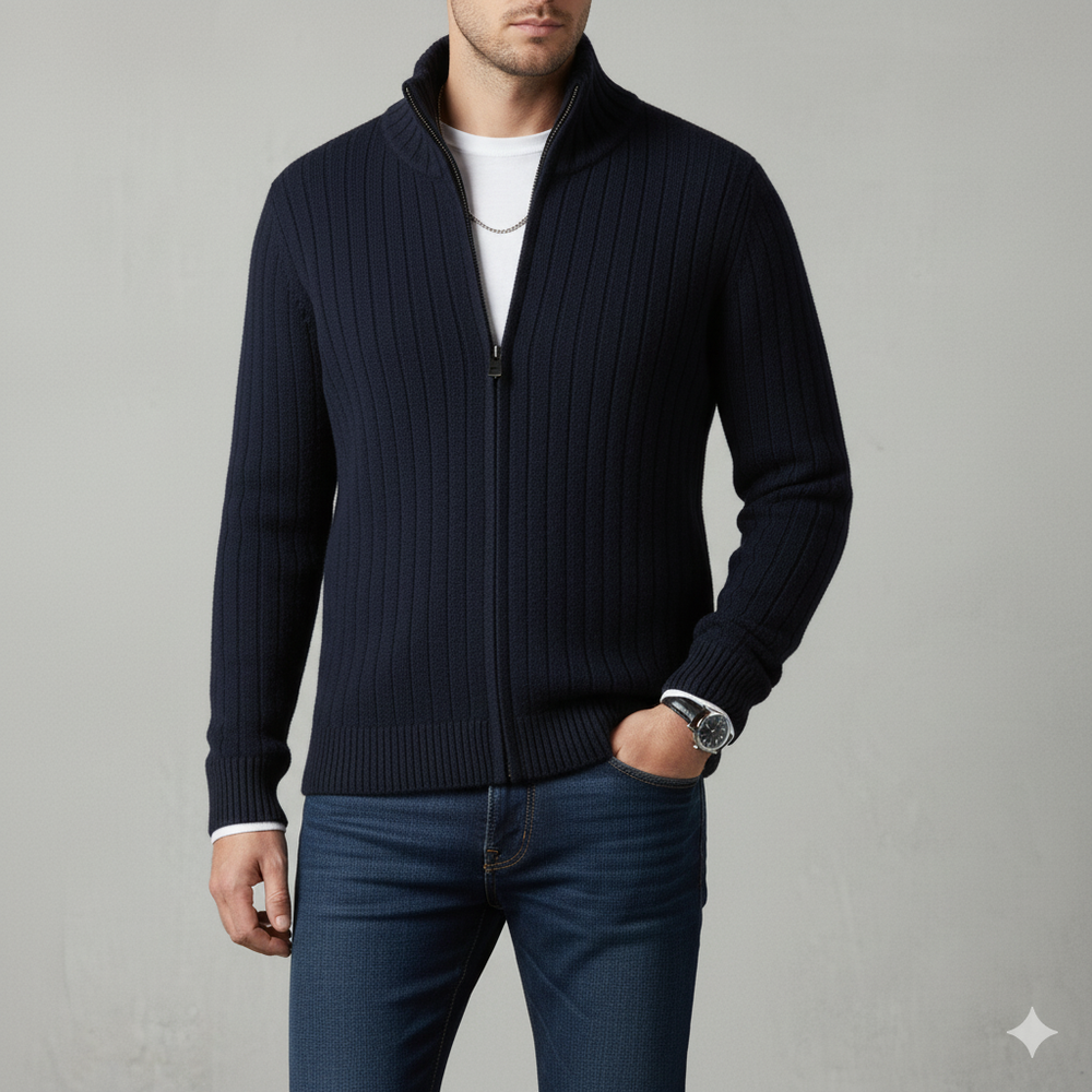 Herren Wollpullover mit Reißverschlusskragen | Elegant | Winter