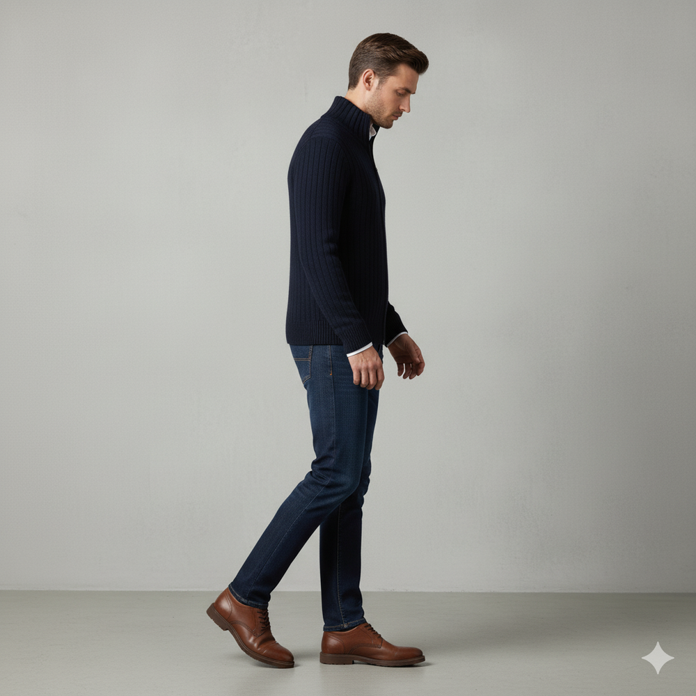 Herren Wollpullover mit Reißverschlusskragen | Elegant | Winter