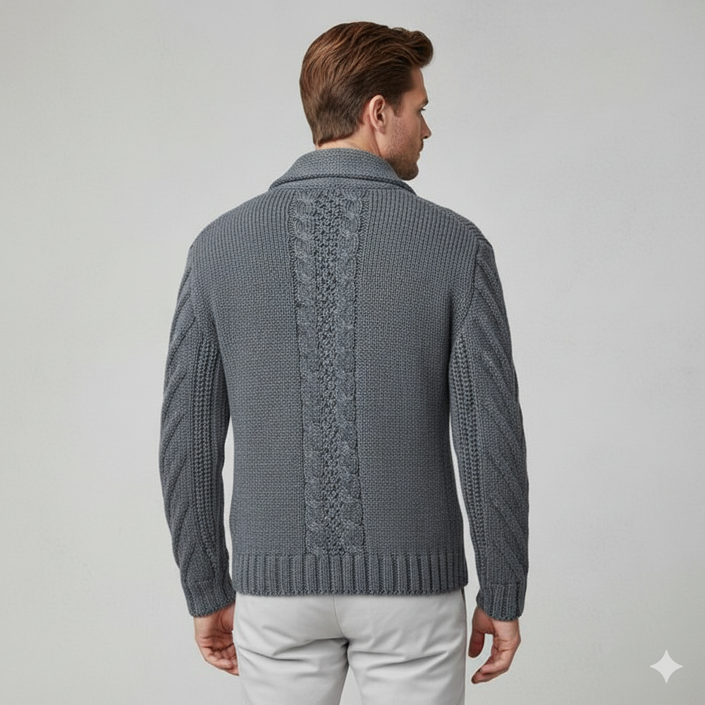 Herren Strickjacke mit Schalkragen und Zopfmuster | Winter