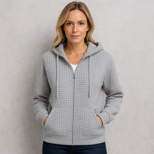 Leichter Damen Kapuzen Strickjacke mit Reißverschluss | Übergang