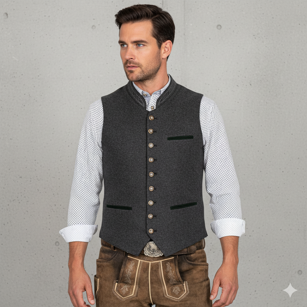 Traditionelle Herren Weste mit Stehkragen | Elegant | Oktoberfest