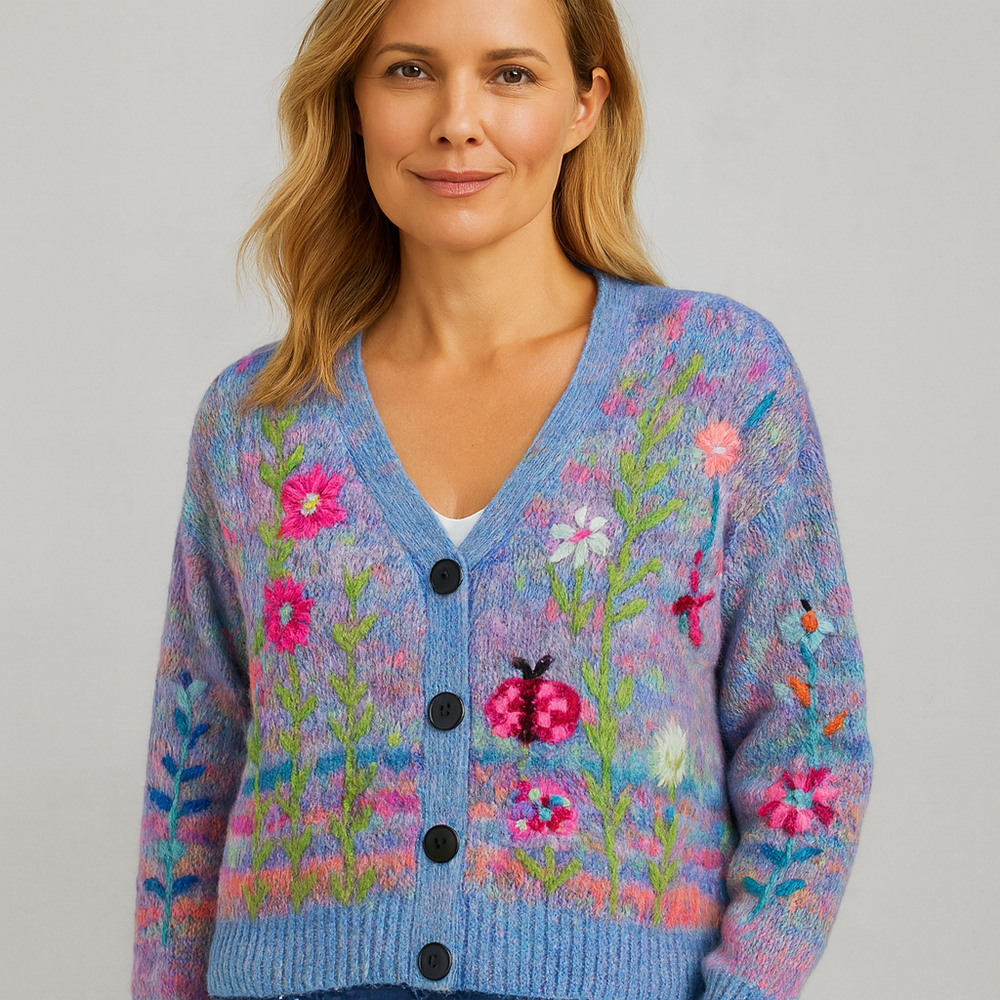 Damen Cardigan mit buntem Strickjacke | Herbst Winter