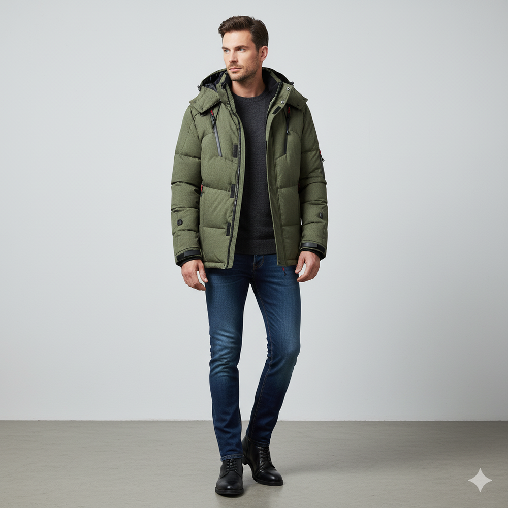 Warme Herren Daunenjacke mit Kapuze | Winter | Outdoor