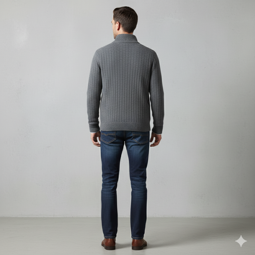 Herren Wollpullover mit Reißverschlusskragen | Elegant | Winter