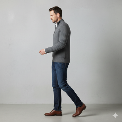 Herren Wollpullover mit Reißverschlusskragen | Elegant | Winter
