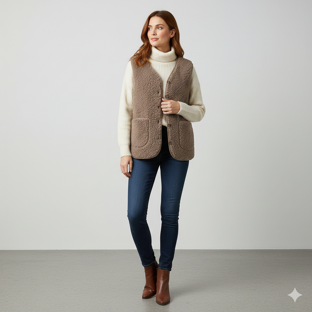 Kuschelige Damenweste aus Plüsch | Warm & Bequem für Herbst/Winter