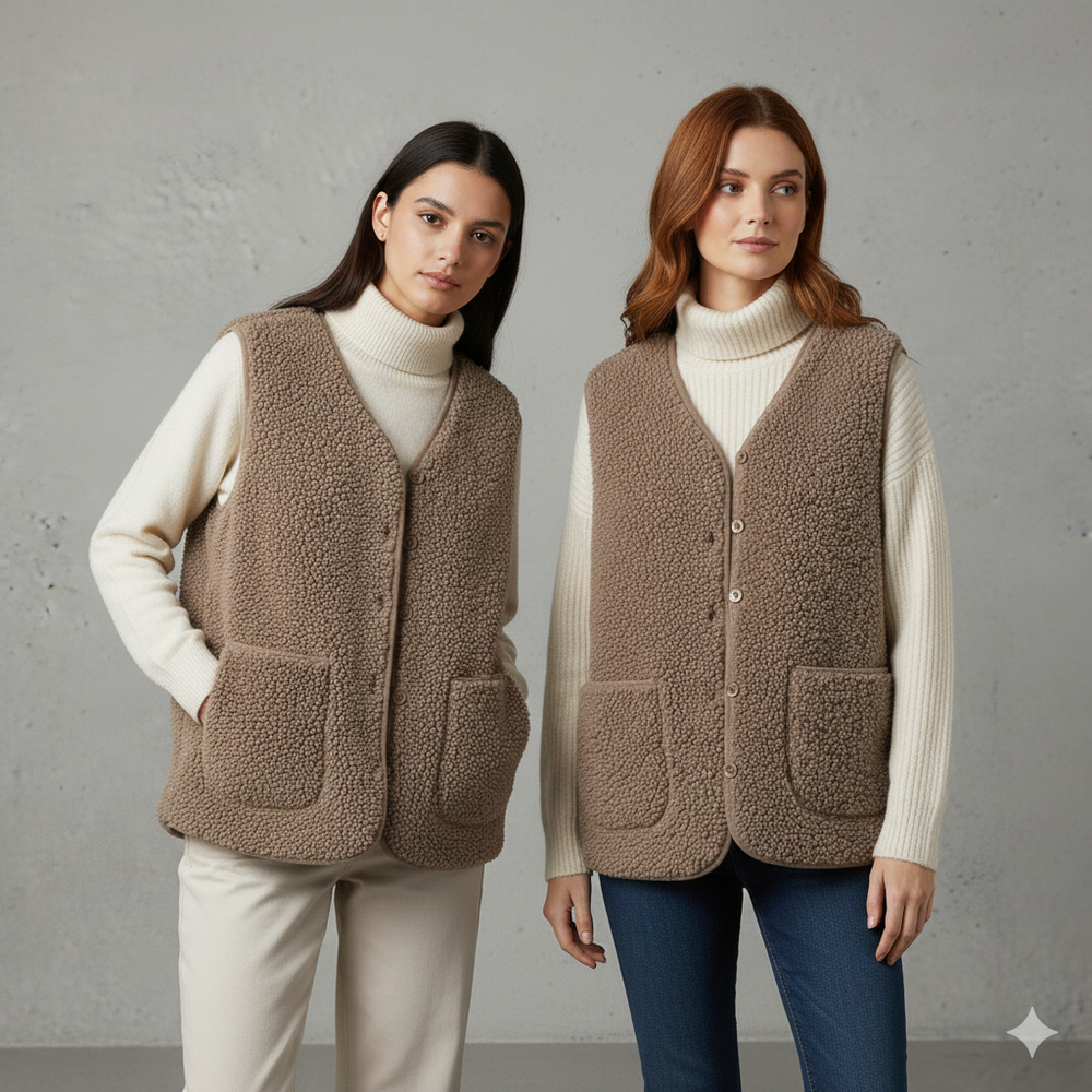 Kuschelige Damenweste aus Plüsch | Warm & Bequem für Herbst/Winter