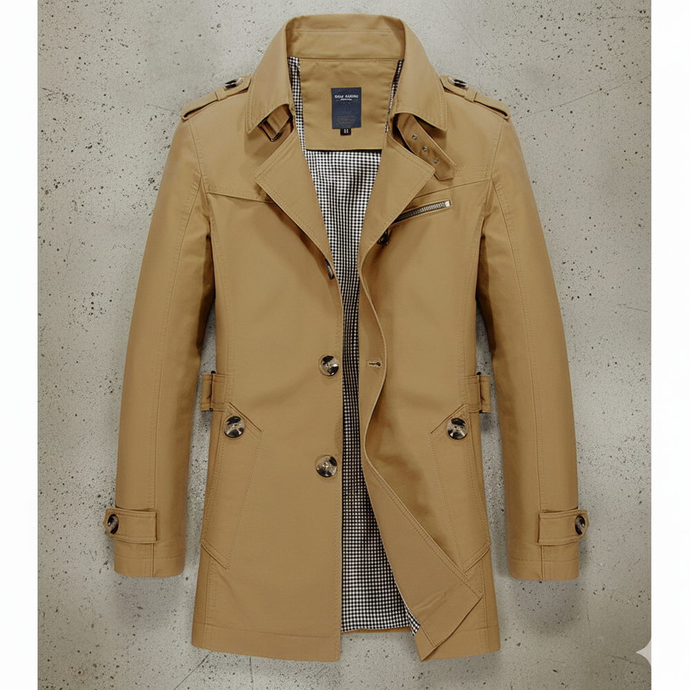 Eleganter Herren Trenchcoat mit Reverskragen | Herbst Übergang