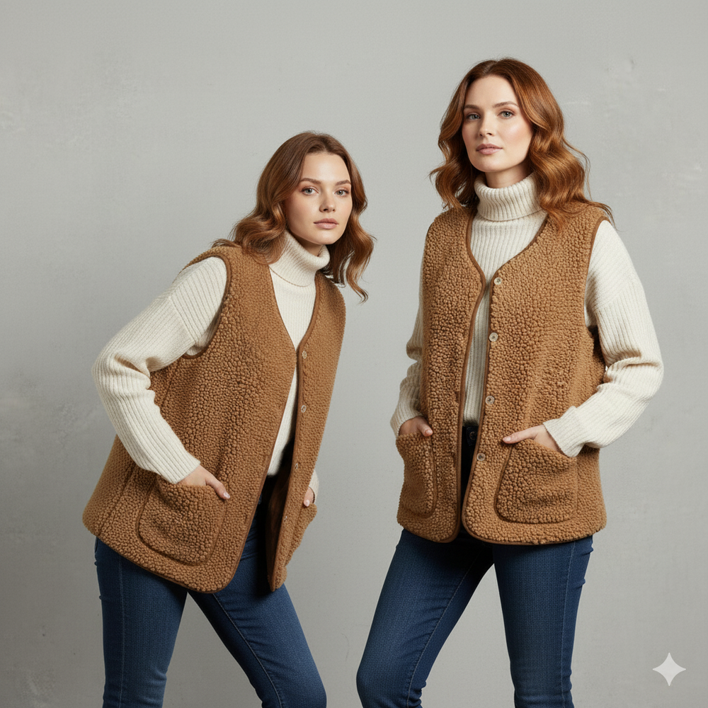 Kuschelige Damenweste aus Plüsch | Warm & Bequem für Herbst/Winter