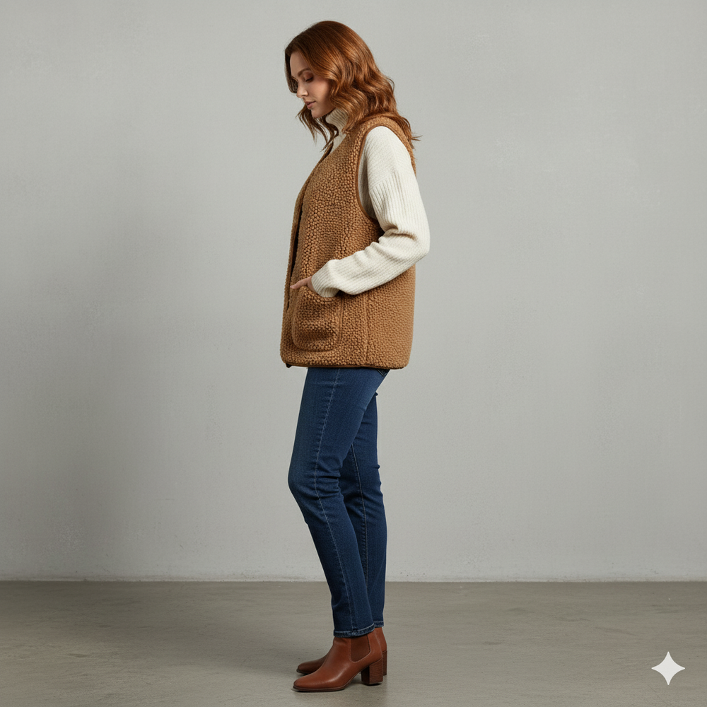 Kuschelige Damenweste aus Plüsch | Warm & Bequem für Herbst/Winter