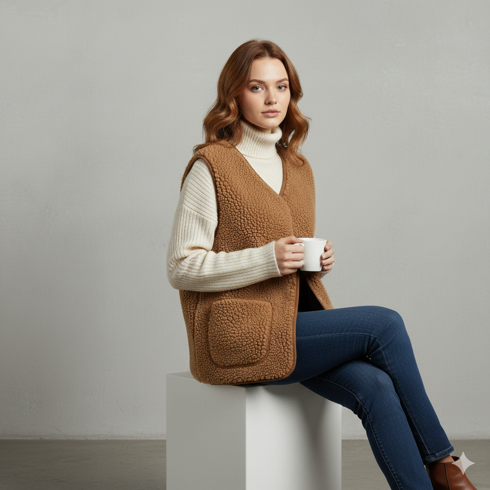Kuschelige Damenweste aus Plüsch | Warm & Bequem für Herbst/Winter
