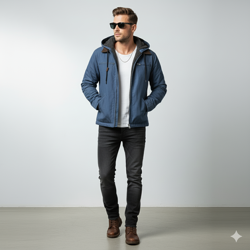 Warme Herren Kapuzenjacke mit Fleecefutter | Herbst Winter